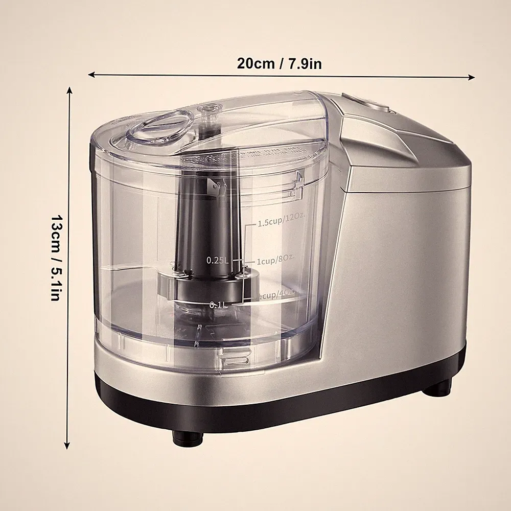 1.5-Cup Electric Food Chopper, 100W Mini Processor, Stainless Steel Blade