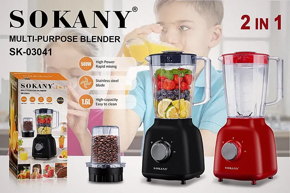 1.6L Multifunctional Juicer Blender, 2-In-1 Food Processor, Stainless Steel Easy