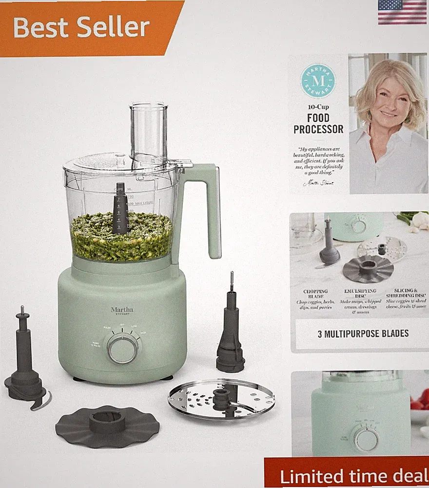 10-Cup Electric Food Processor for Versatile Chopping & Slicing - Honeydew Green