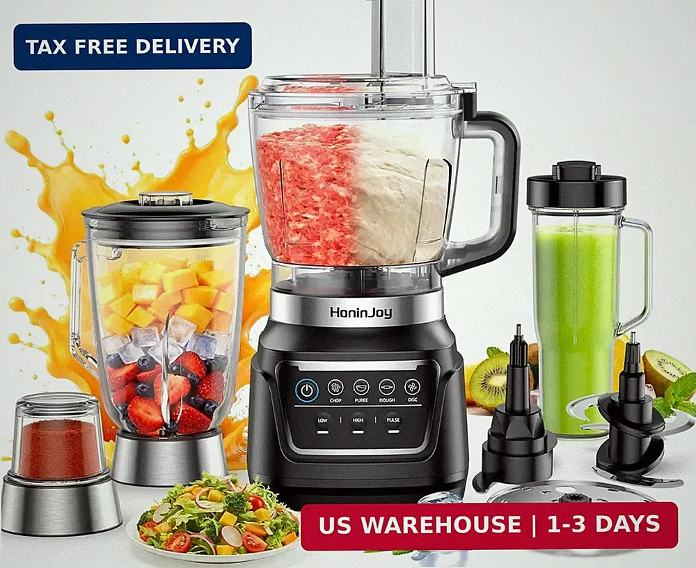 10-in-1 Kitchen Blender Food Processor for Smoothies Ice Crushing Dough Slicing