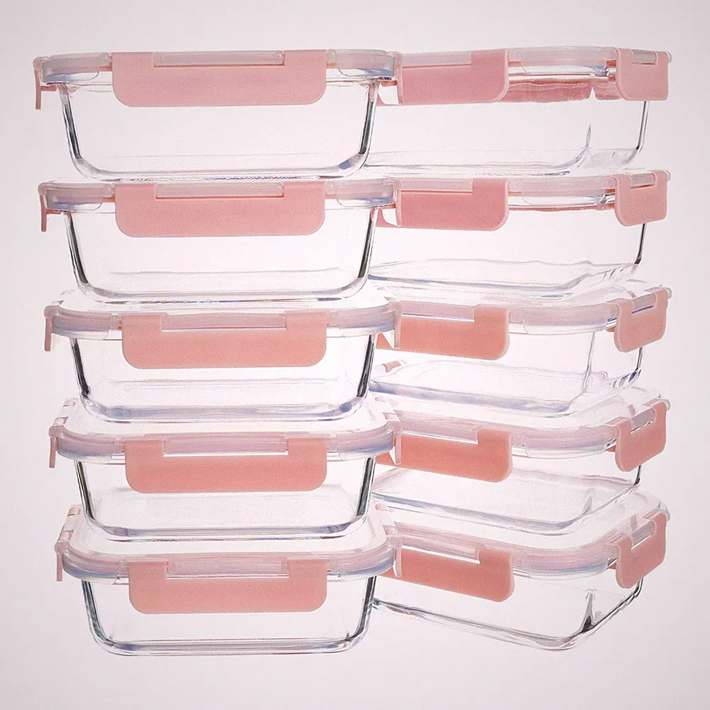 10 Pack 22 oz Glass Meal Prep Containers Food Storage with Lids Airtight