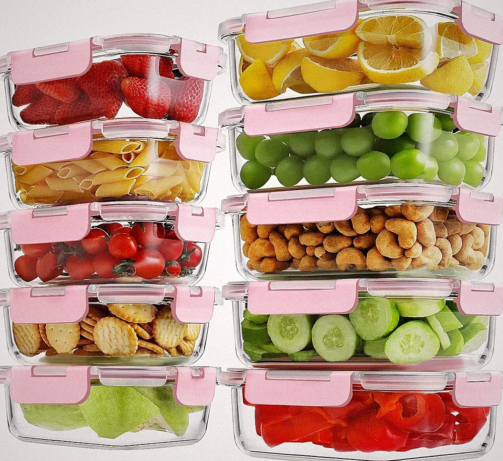 10 Pack Borosilicate Glass Meal Prep Containers with Locking Lids, Glass Food St