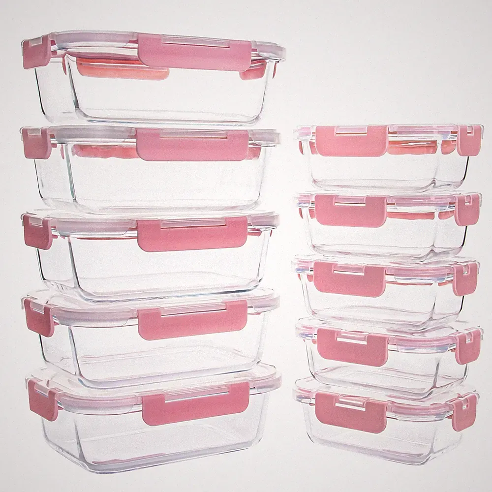 10 Pack Glass Food Storage Containers, Glass Meal Prep Containers with Lids L...