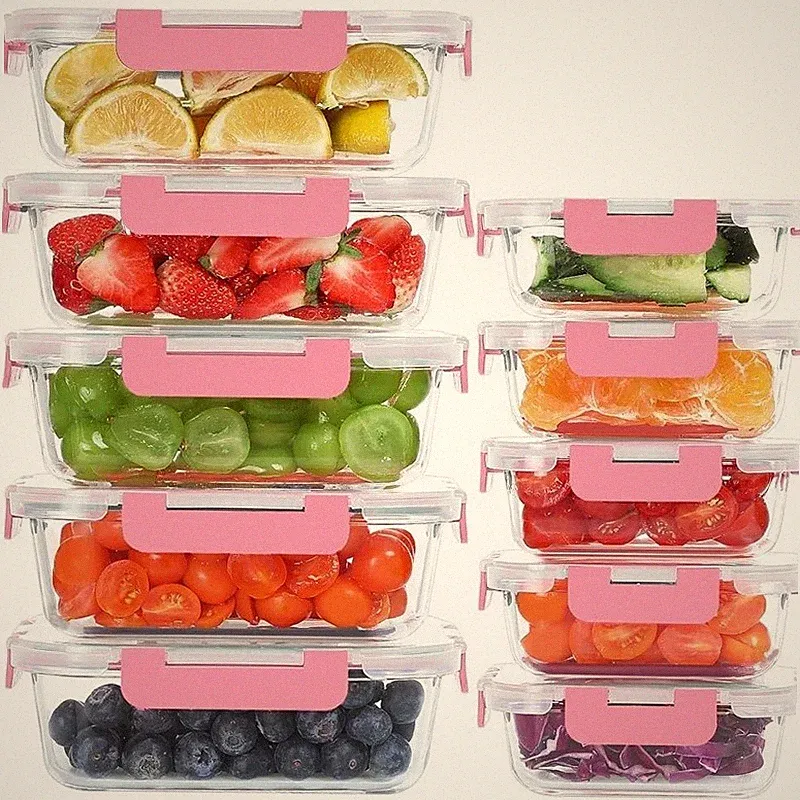 10 Pack Glass Meal Prep Containers Airtight Leakproof Stackable Food Storage New