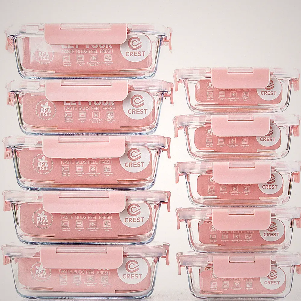 [10 Pack] Glass Meal Prep Containers, Food Storage Containers with Lids Airti...
