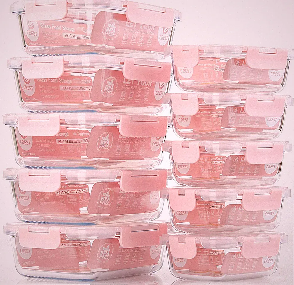 [10 Pack] Glass Meal Prep Containers, Food Storage Containers with Lids Airti...