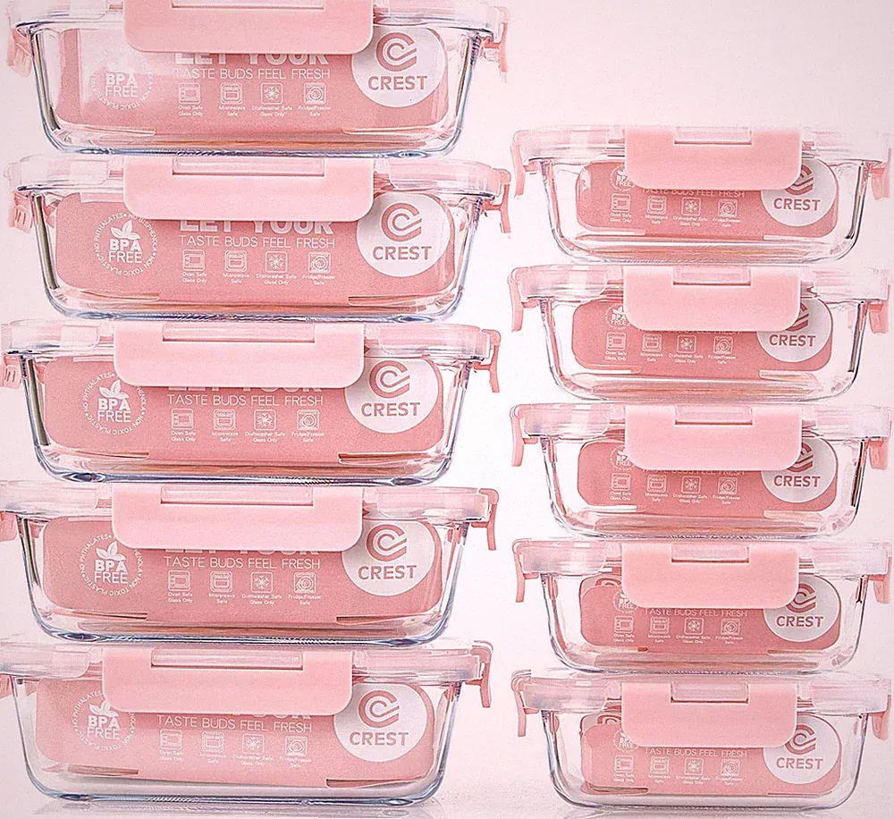 [10 Pack] Glass Meal Prep Containers, Food Storage Containers with Lids Airtight
