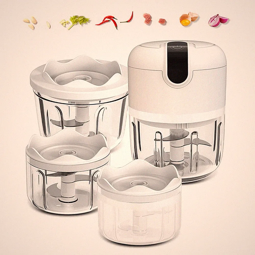 100+250+350ml White 3 Cup Cordless Mini Food Choppersmall Food Processor For G