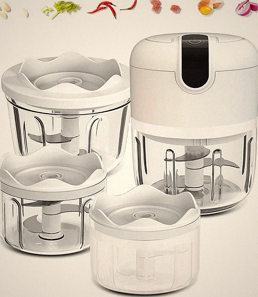 100+250+350ml White 3 Cup Cordless Mini Food Choppersmall Food Processor For G