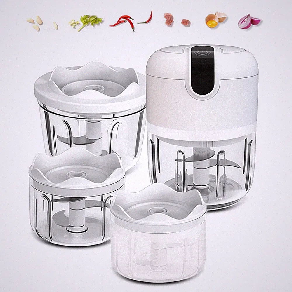 100+250+350ml White 3 Pcs Cordless Mini Food Choppersmall Food Processor For G