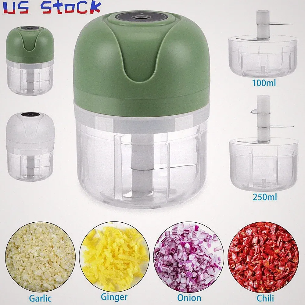 100&250ML Electric Garlic Chopper Meat Mincer Processor Rechargeable for Food