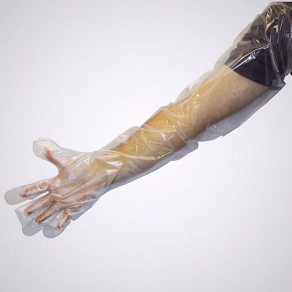 100 Pcs Food Prep Full Arm Shoulder Length Gloves Disposable