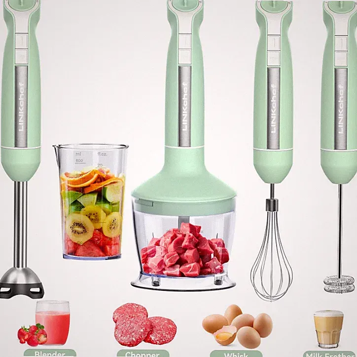 1000W 5-in-1 Immersion Blender, 20-Speed, Turbo, Baby Food & Chopper, Green