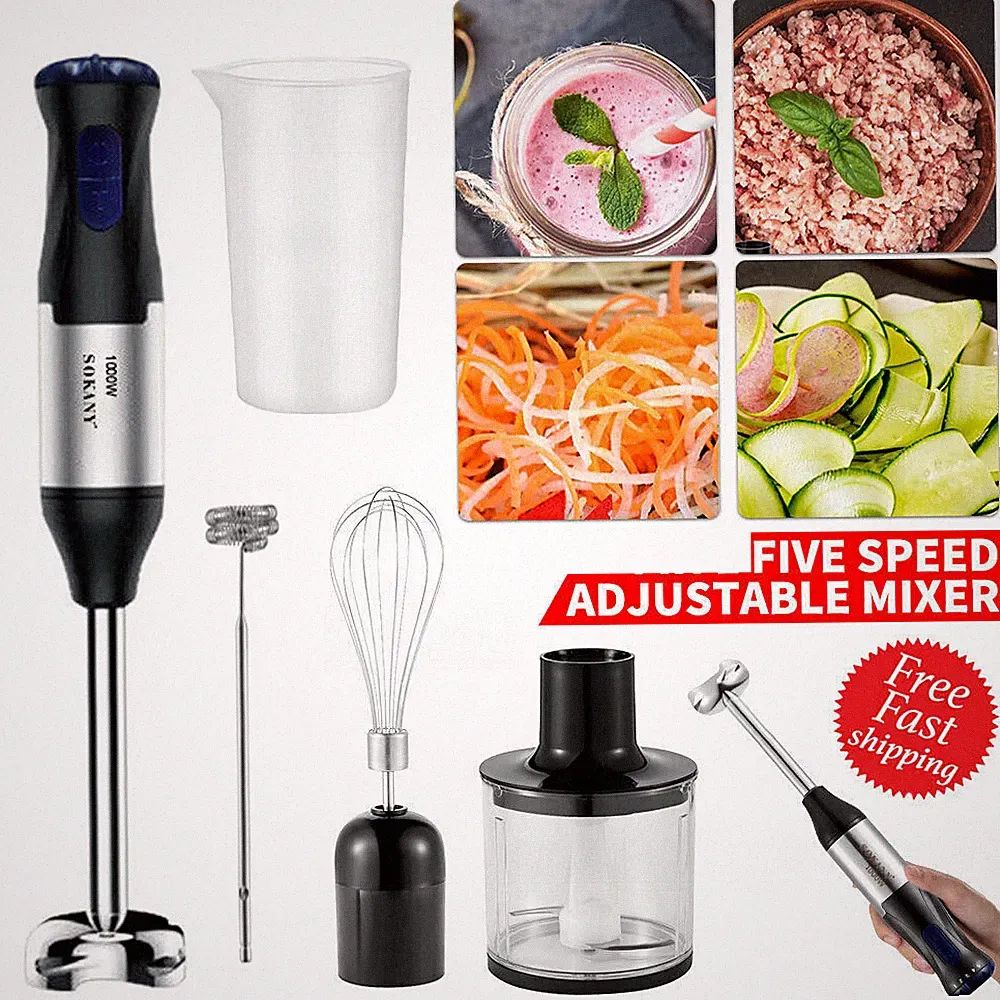 1000W 5-in-1 Immersion Blender Handheld 5-Speeds Food Hand Blenders Chopper US