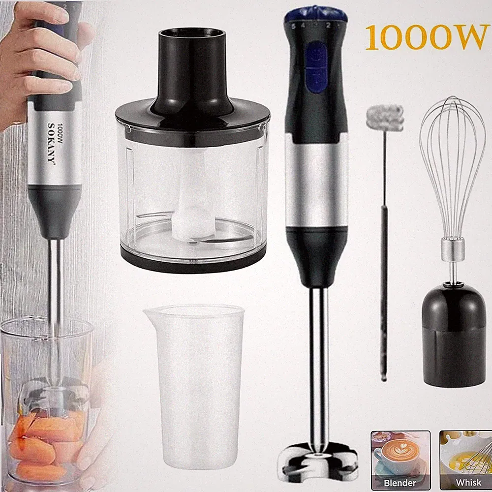 1000W 5 Speed 5 In 1 Immersion Electric Hand Blender Stick Chopper Mixer Juicer