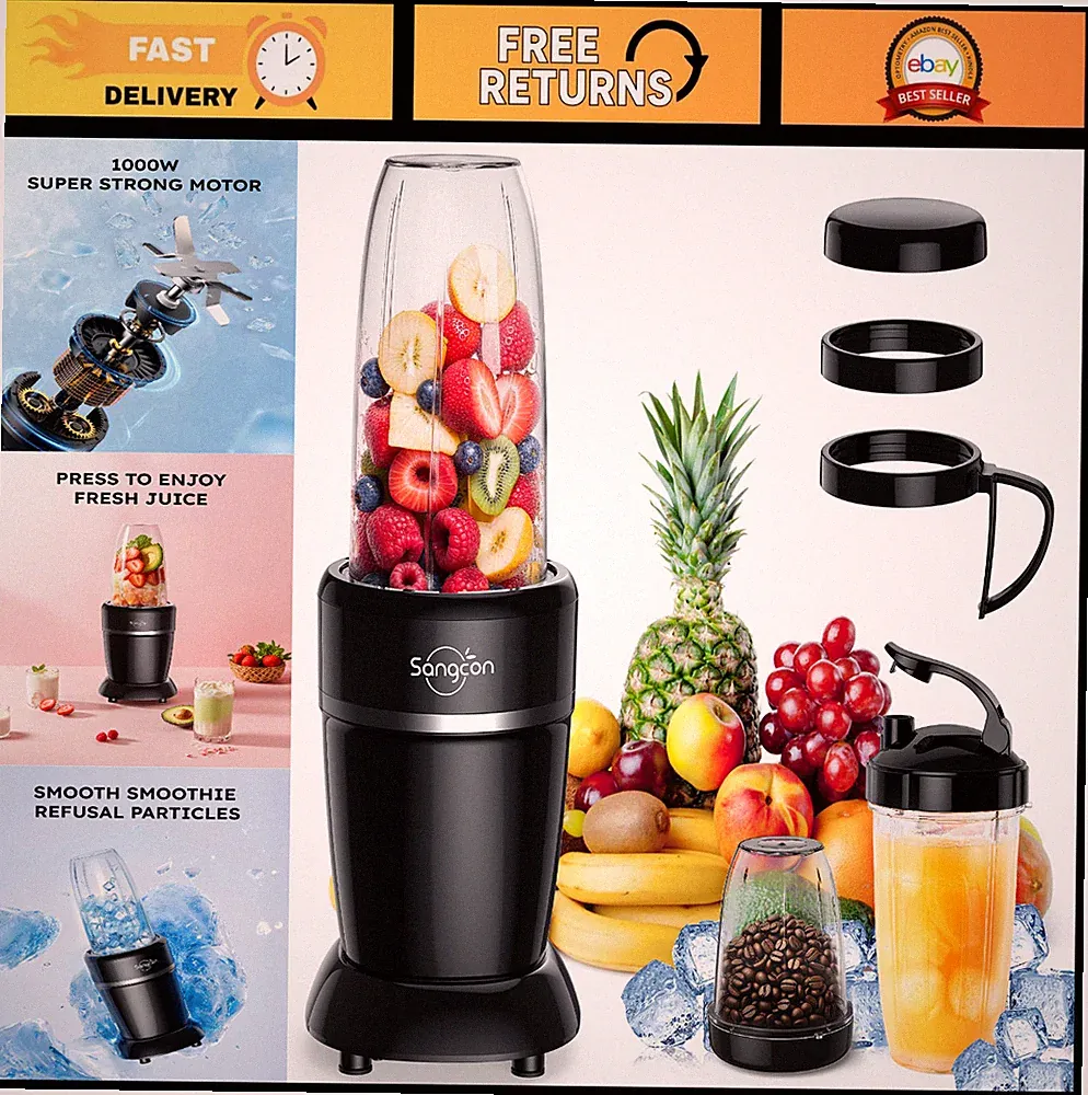 1000W Smoothie Blender for Kitchen - Portable Ice Crushing & Frozen Drink Maker