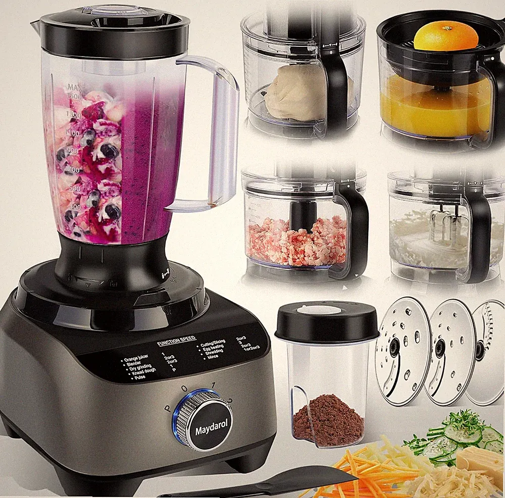 11-In-1 Food Processor and Blender Combo, 14 Cup Food Processor with Large Chute
