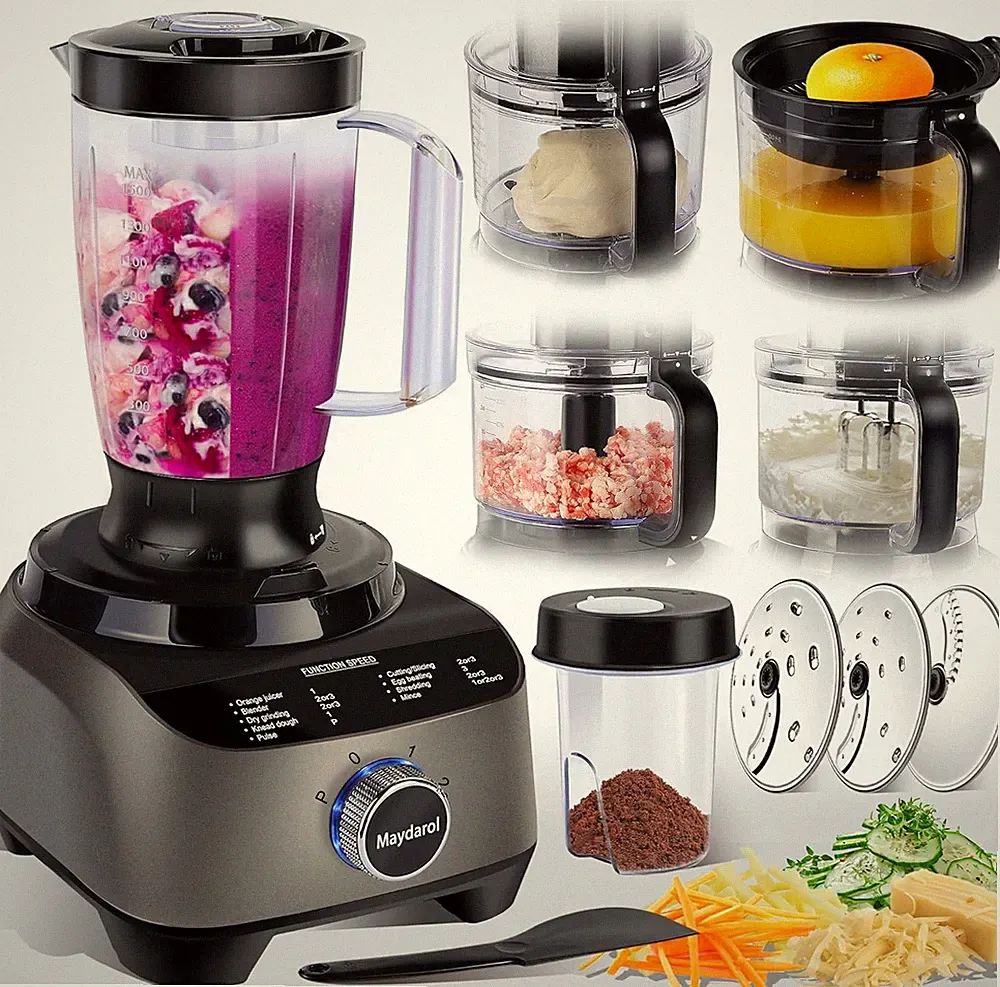 11 in 1 Food Processor Blender Combo,51Oz Juice Blender, Large Chute 14Cup Food