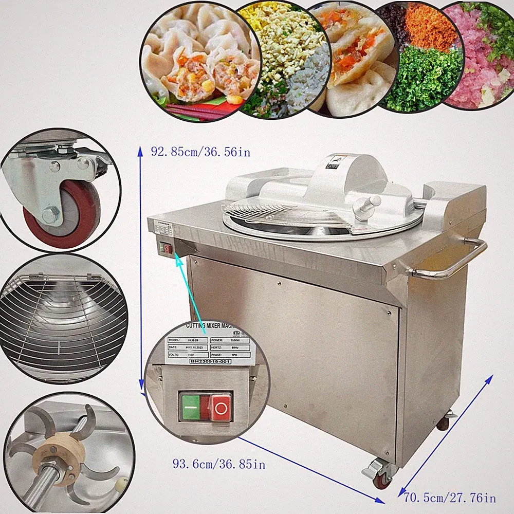 110V 24L Meat Vegetable Prep Food Processor Fully Automatic High-speed Chopping