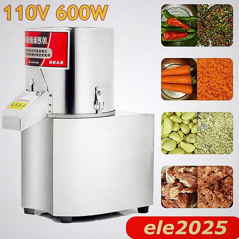 110V Electric Vegetable Chopper Cutter Stainless Steel Commercial Food Processor