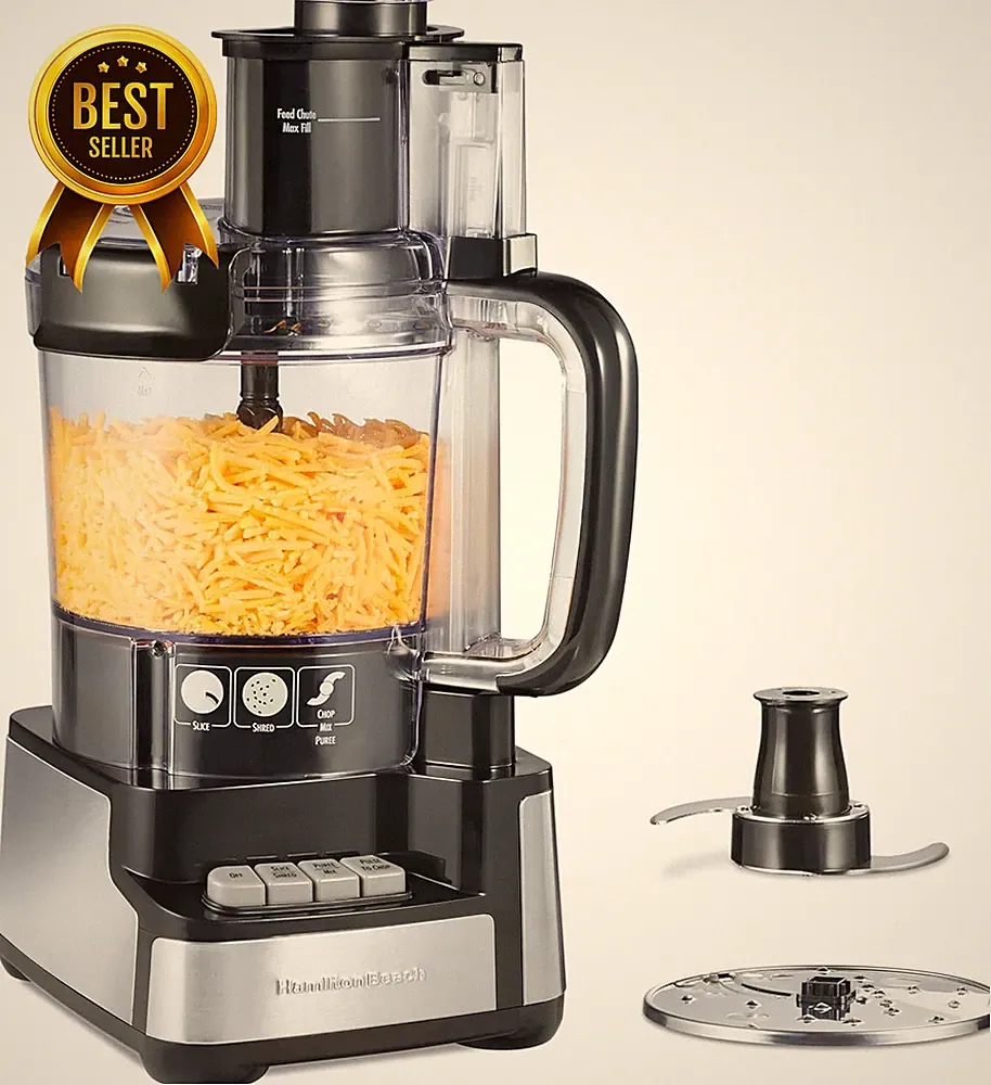 12 Cup Food Processor 450W Stack Snap Chopper Stainless Steel Blades Black