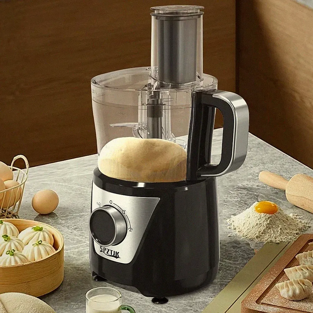 12-Cup Food Processor 600W 11 Speeds Auto Cleaning Electric Dough Mixer Black