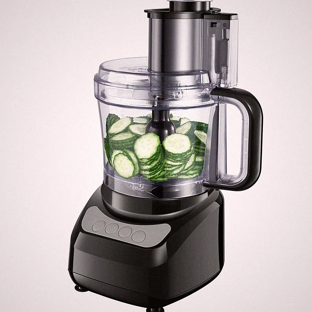 12-Cup Multifunctional Food Processor, Stainless Steel, 2 Speeds, Chopper