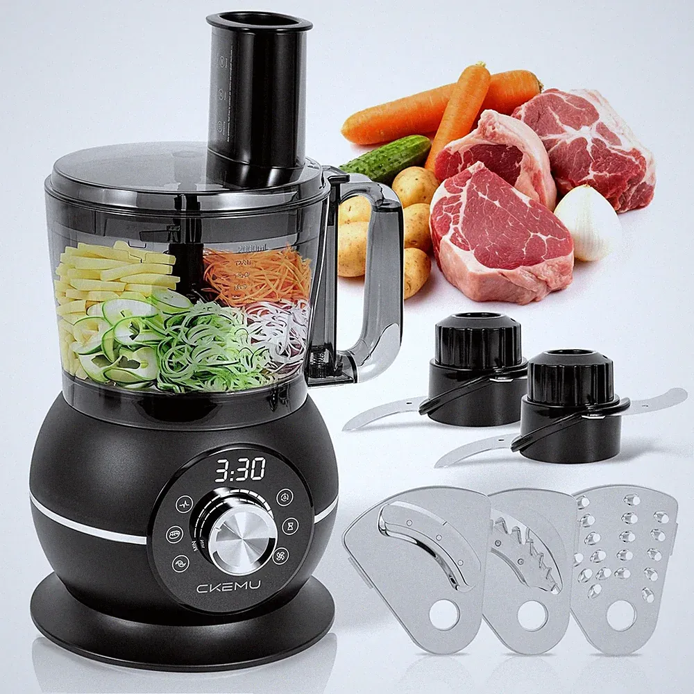 12 Cup Smart Food Processor, Electric Food Chopper Slicer with French-Fry Sli...