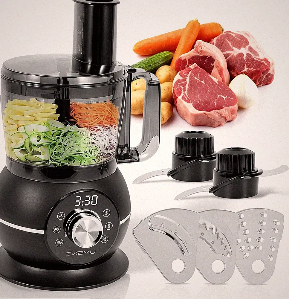 12 Cup Smart Food Processor, Electric Food Chopper Slicer with French-Fry Slicin