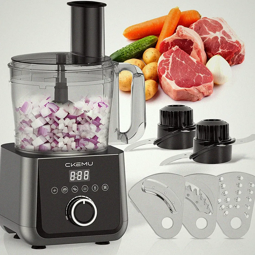 12 Cup Smart Food Processor, Electric Food Chopper Slicer with FrenchFry Slic...