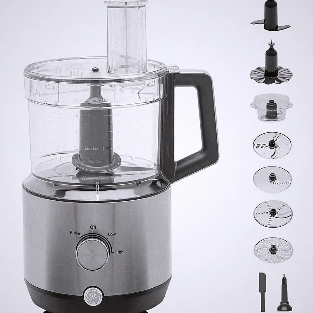 12-Cup Stainless Steel Food Processor with 3 Variable Speeds
