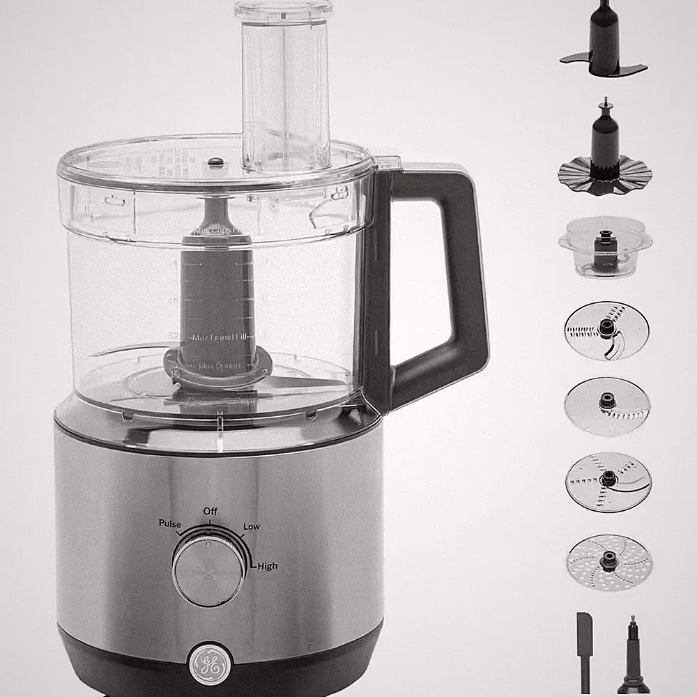 12-Cup Stainless Steel Food Processor with 3 Variable Speeds