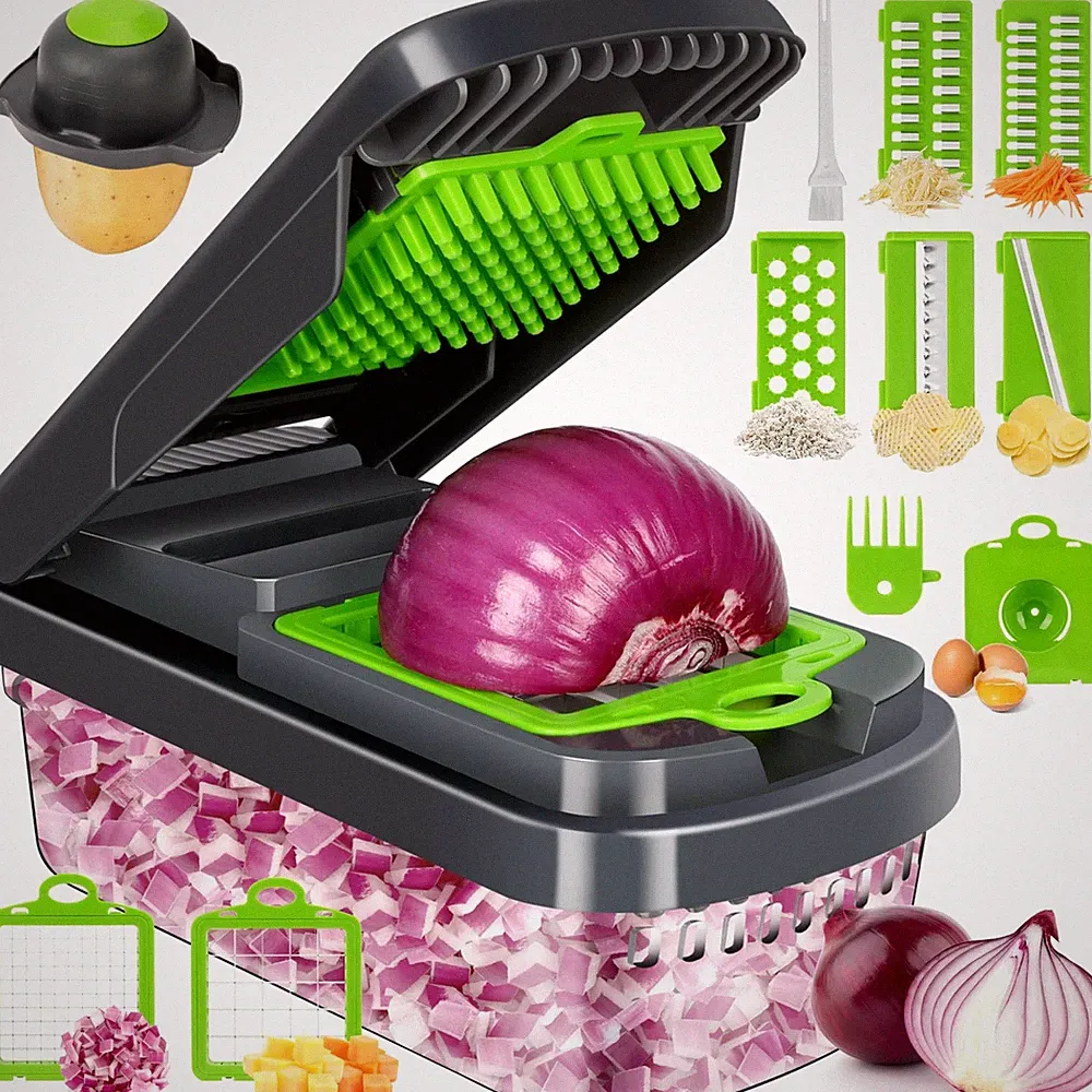 12-in-1 Kitchen Vegetable Chopper, Professional Food Processor with 7 Blades