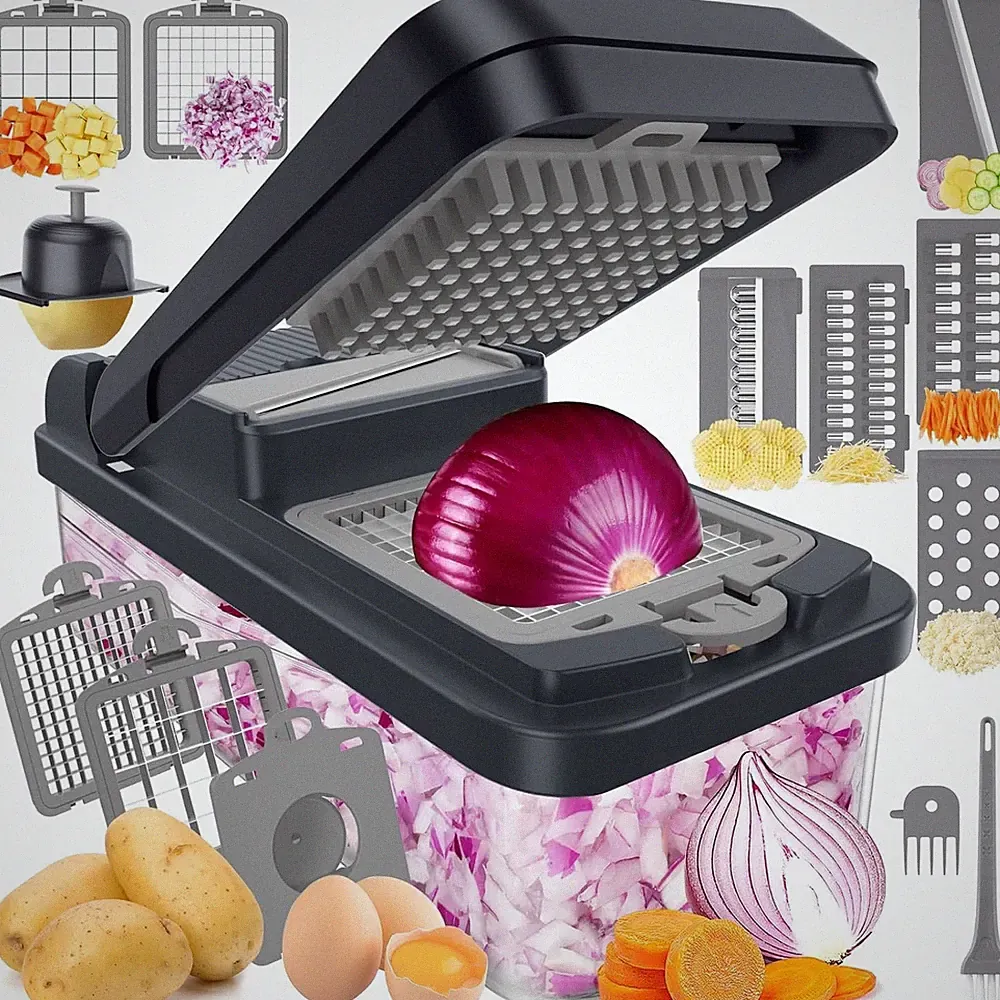 12-in-1 Vegetable Chopper Food Processor with 7 Blades Cucumber Slicer Onion