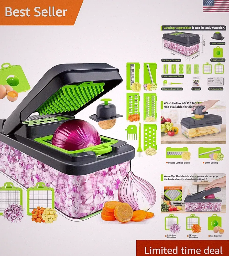 12-in-1 Vegetable Chopper, Food Veggie Chopper With Container