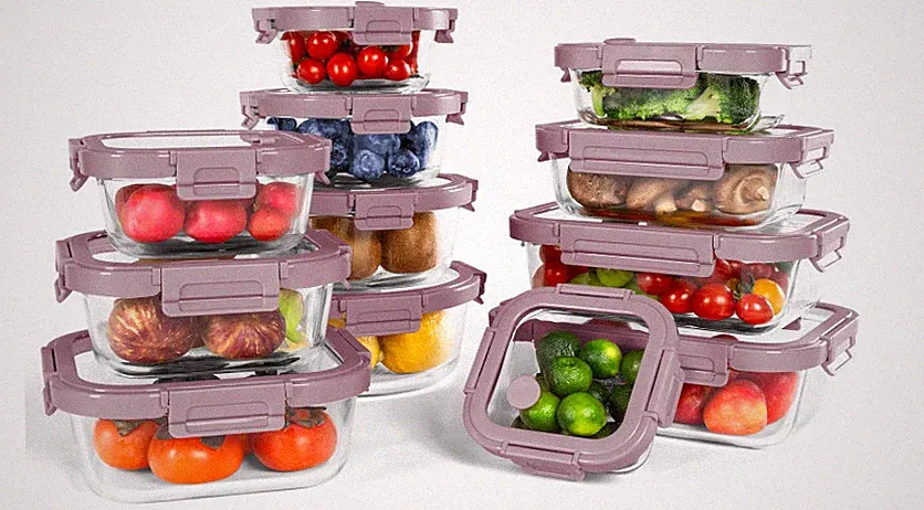 12-Pack Glass Food Storage Containers Oven Safe Borosilicate Meal Prep Pink Lids