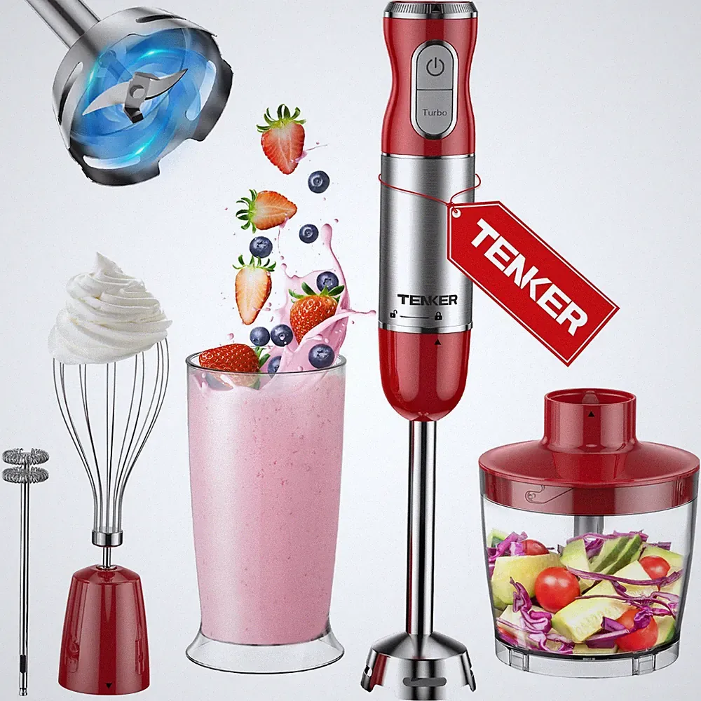 12 Speed 1000W 5 In 1 Immersion Electric Hand Blender Stick Chopper Mixer Juicer