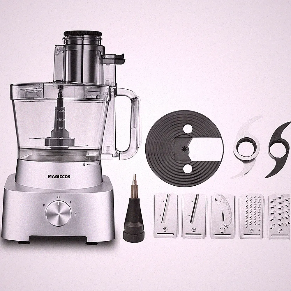 14-Cup Aluminum-Diecast Food-Processor - XL Bowl, Large Chute, 800W Motor & S...