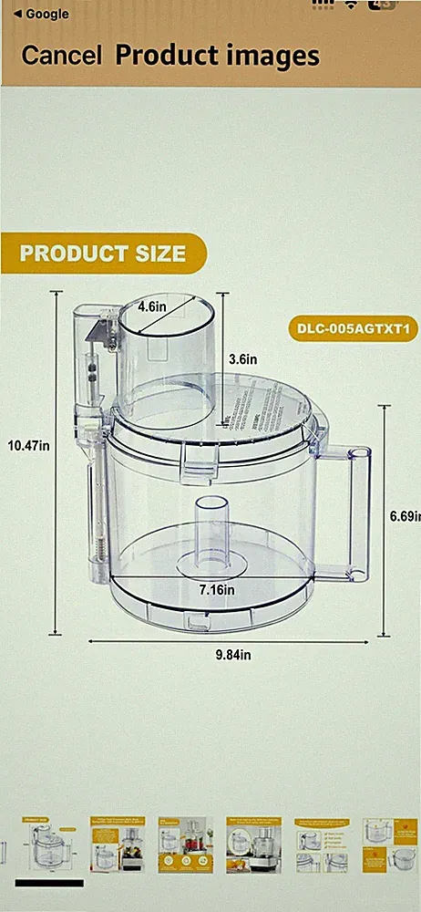 14-Cup Clear Food Processor Work Bowl & Lid for Cuisinart DLC-7 DFP-14