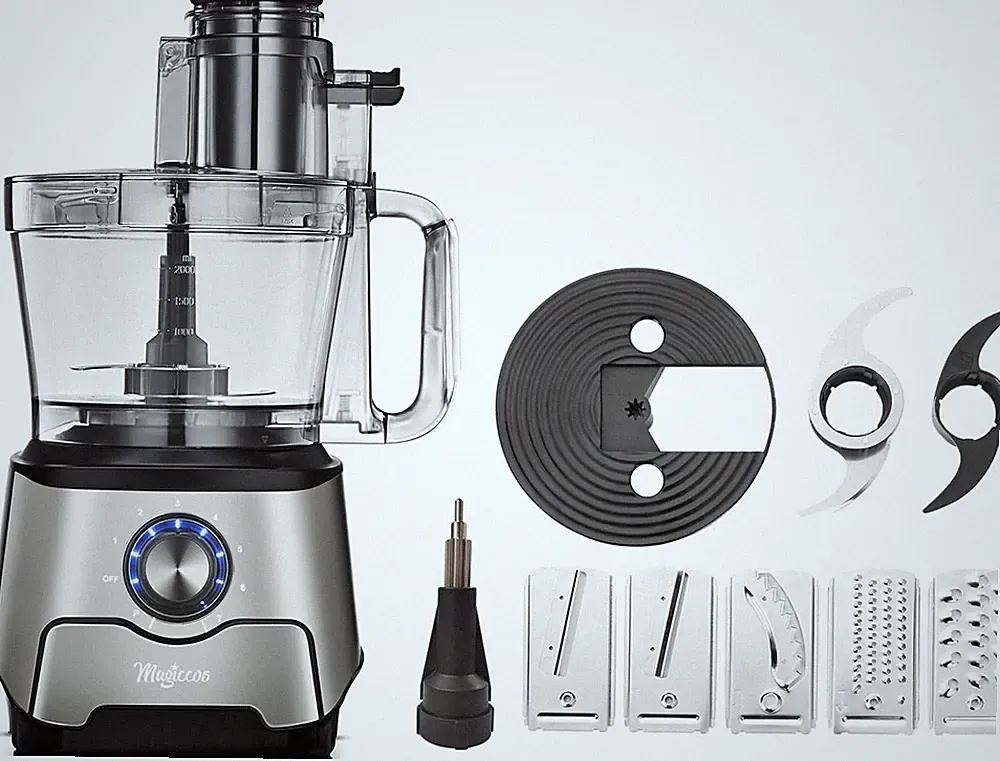 14 Cup Food Processor - 1000W Motor, Storage Drawer for Blades, 7 Speeds, XL Bow
