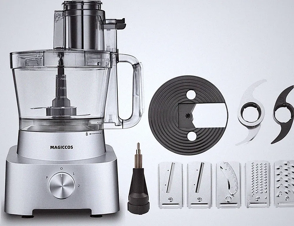 14-Cup Food Processor Aluminum Diecast 800W Slicing Shredding