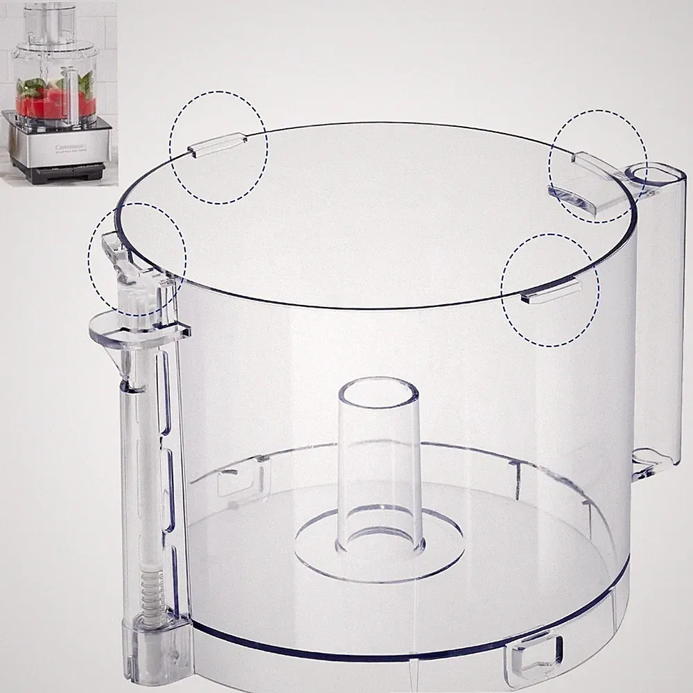 14-Cup Food Processor Work Bowl Replacement with Handle & 4 Locking Tabs - Fits