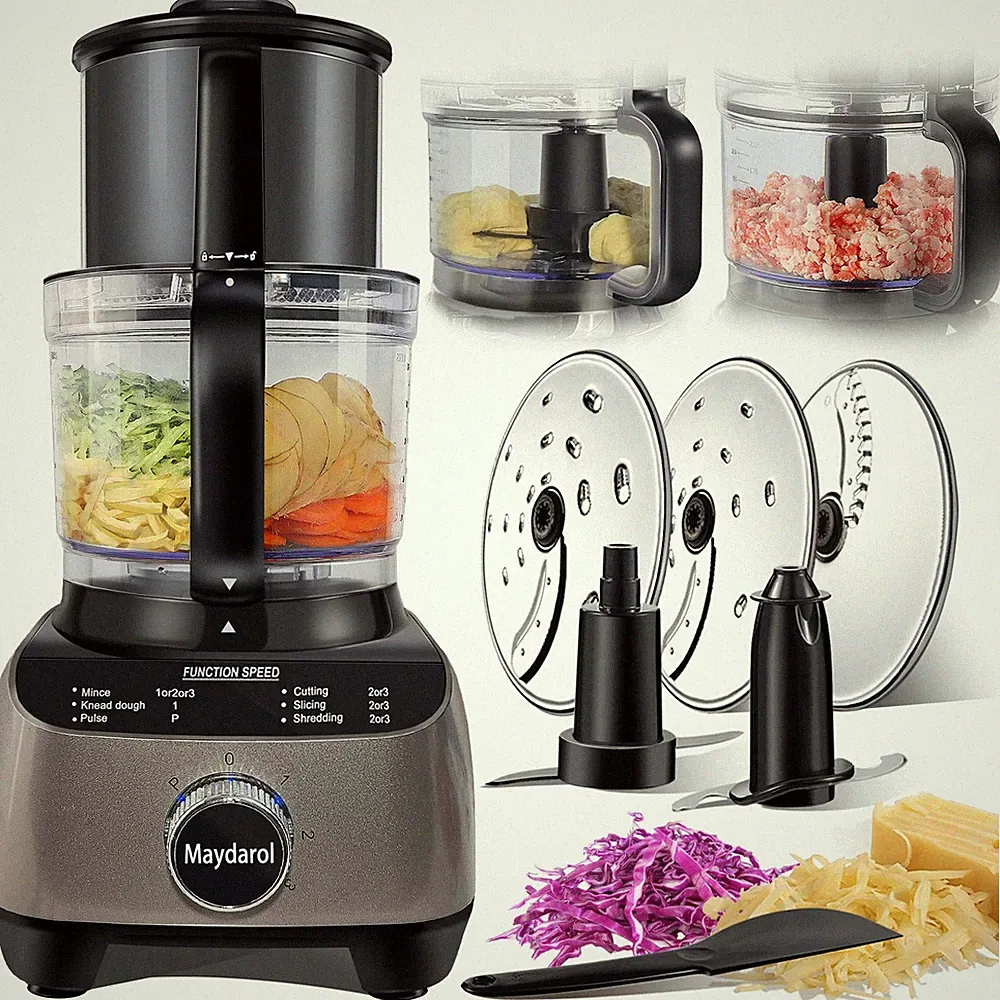 14 Cup Large Food Processor, XL Bowl, Large Chute for Blending, Mixing 600W
