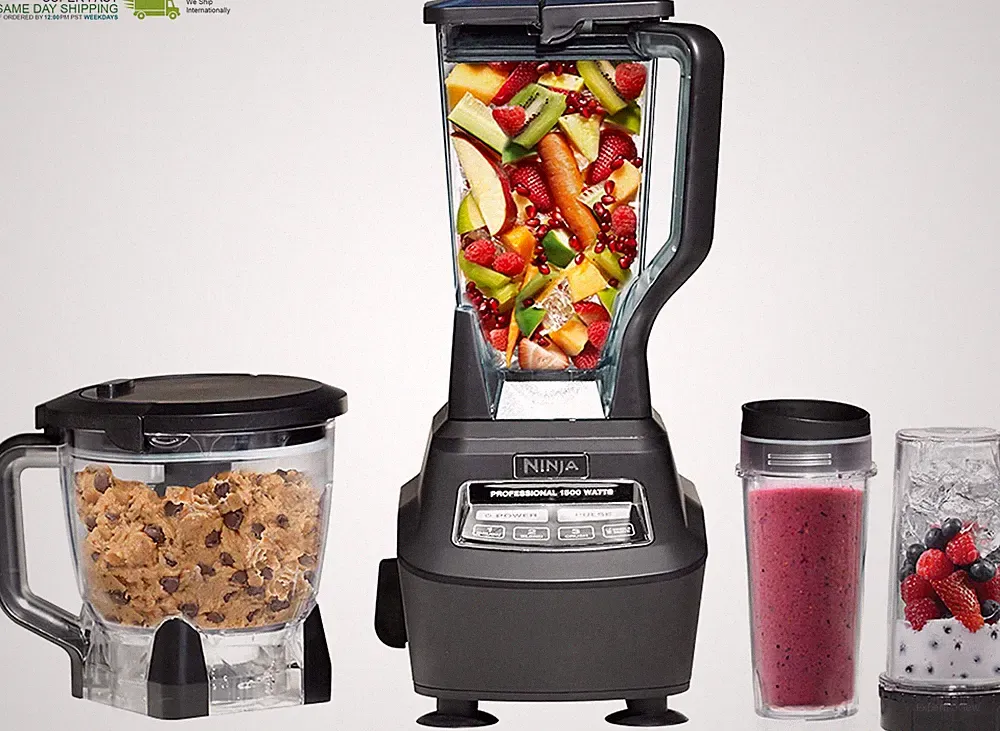 1500W, 72 Oz. Full-Size Blender & 8-Cup Food Processor with (2) 16 Oz. To-Go Cu