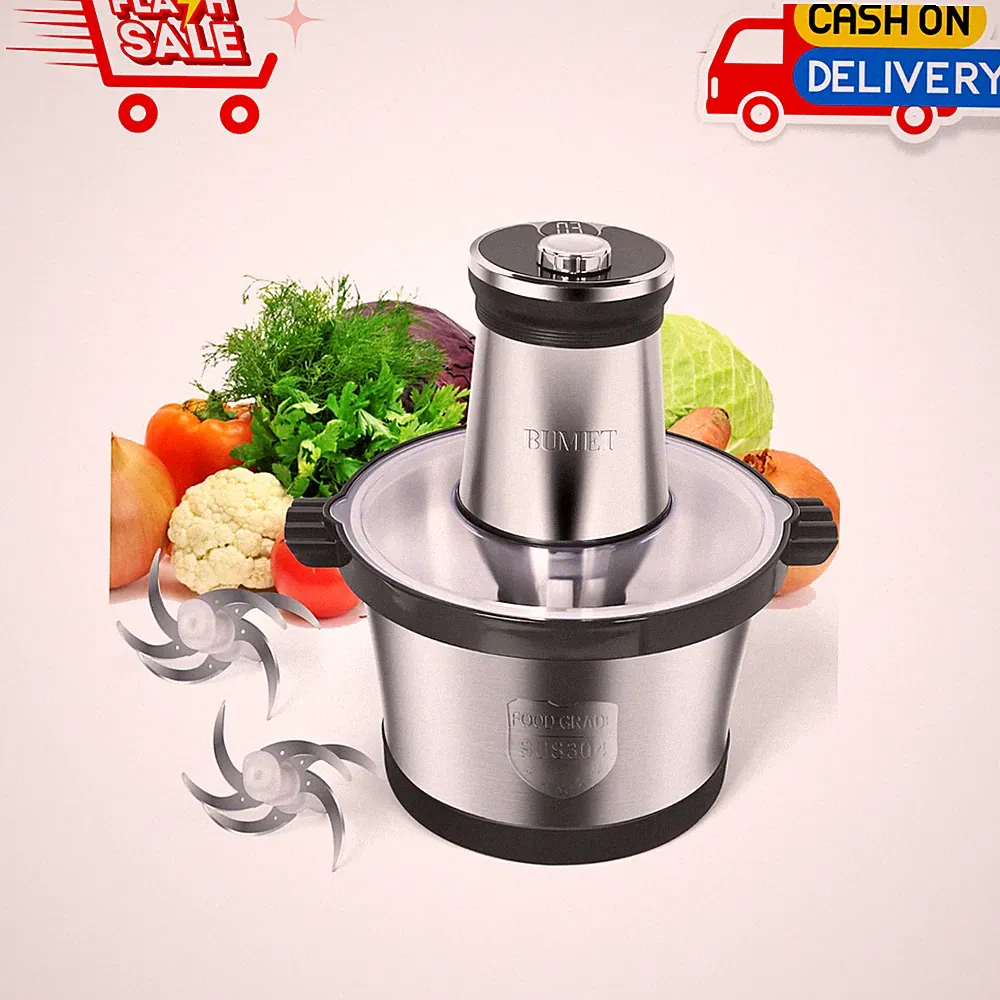 16 Cup 850W Electric Food Processor Steel Bowl LED Timer 6 Edge Blade