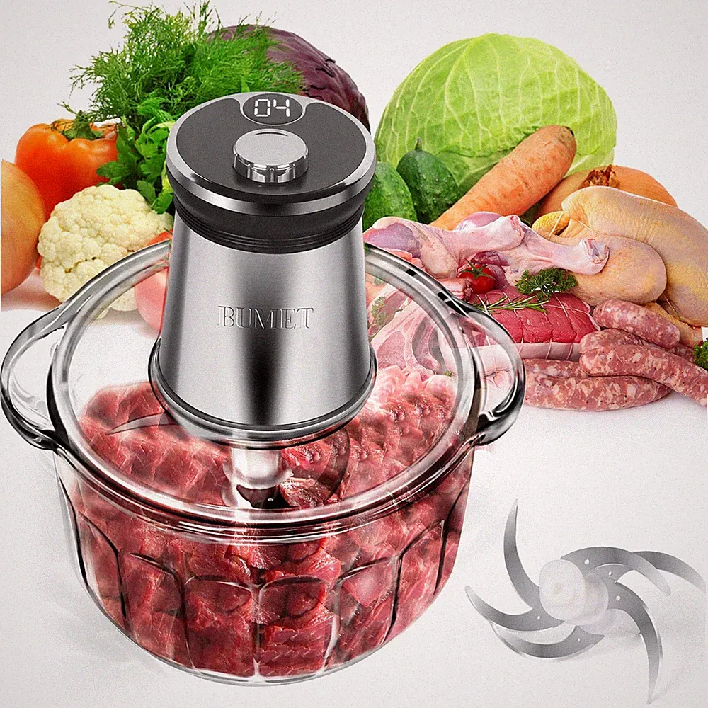 16 cup glass bowl 850W Electric Food Processor,LED timer. 3-Tiered 6 Cutting...