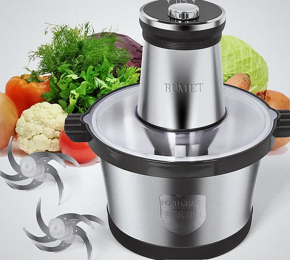 16 Cup Steel Bowl 850W Electric Food Processor,Led Timer. 3-Tiered 6 Cutting Edg