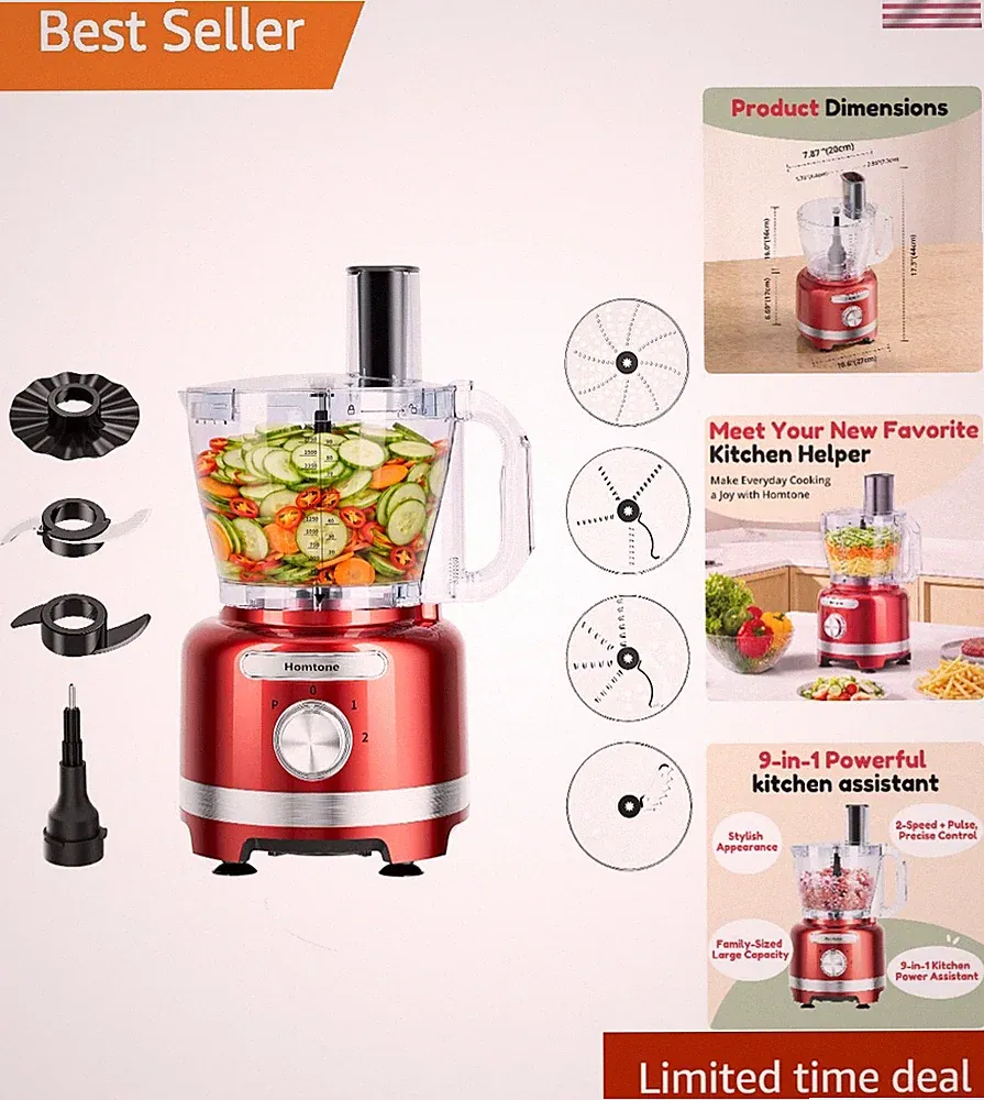 16 Cups Food Processor, Large Food Chopper with French Fry Cutter, 9 Function...
