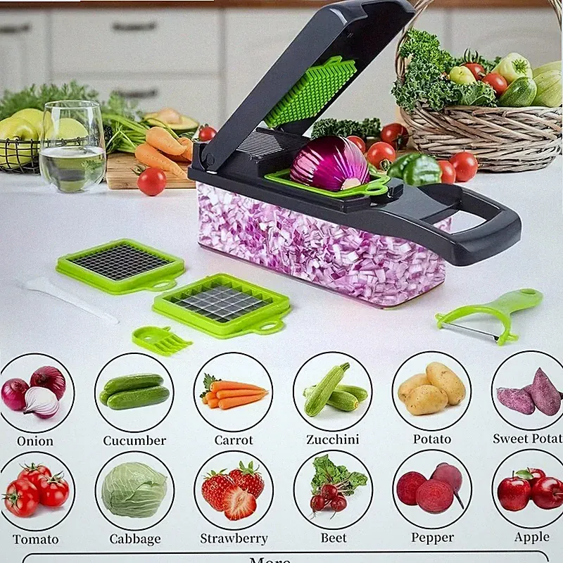 16-In-1 Vegetable Fruit Chopper Cutter Food Onion Veggie Dicer Slicer Kitchen