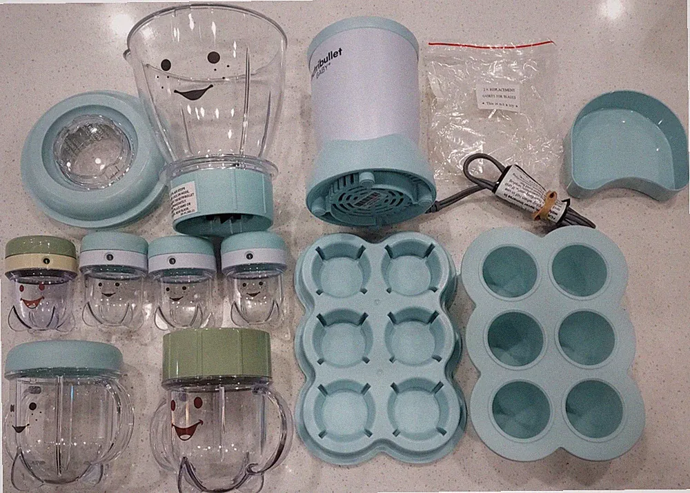 16-Pc NutriBullet Baby BB-101B Baby Food Blender Bundle Tested Cups Blades Tray